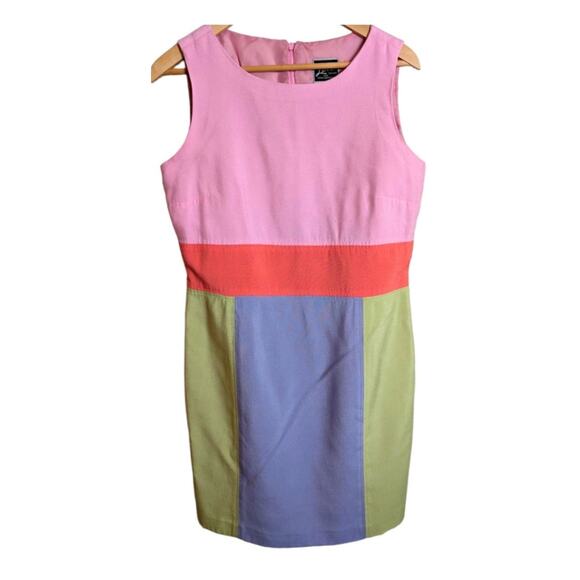 Lennie Nina Leonard‎ Pastel Color Block Knee Length Sleeveless Dress size 10P - Picture 1 of 3